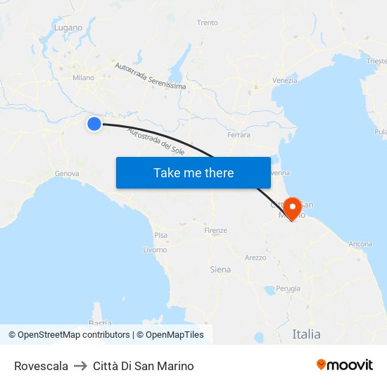 Rovescala to Città Di San Marino map