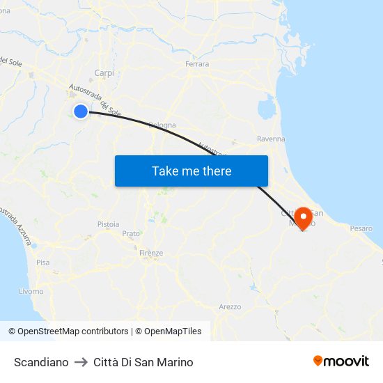 Scandiano to Città Di San Marino map