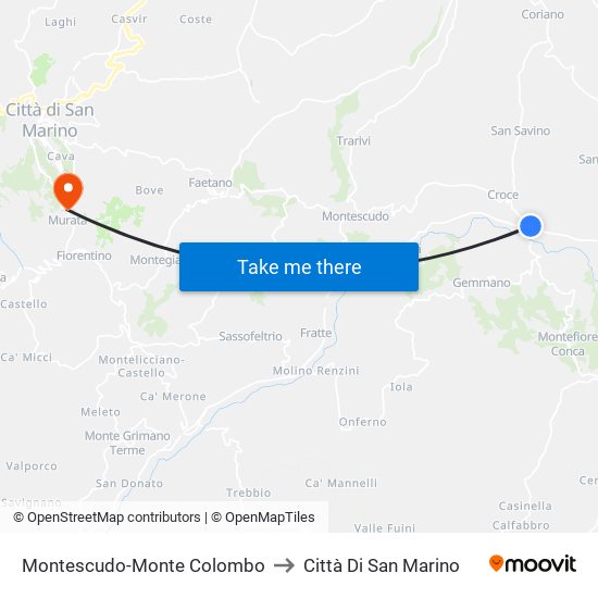Montescudo-Monte Colombo to Città Di San Marino map