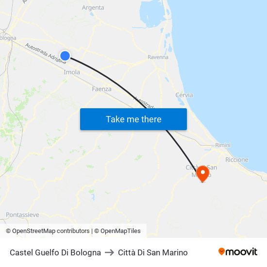 Castel Guelfo Di Bologna to Città Di San Marino map