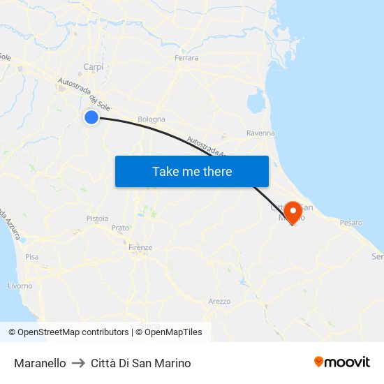 Maranello to Città Di San Marino map