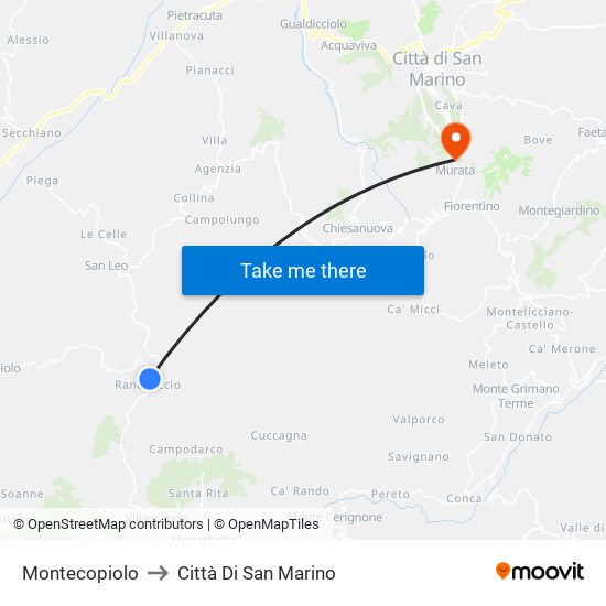 Montecopiolo to Città Di San Marino map