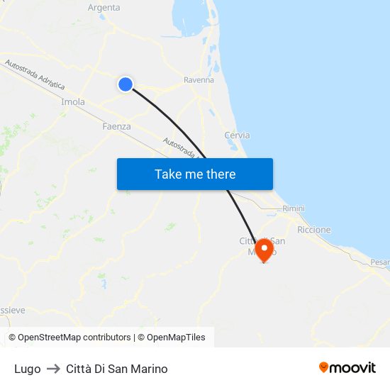 Lugo to Città Di San Marino map