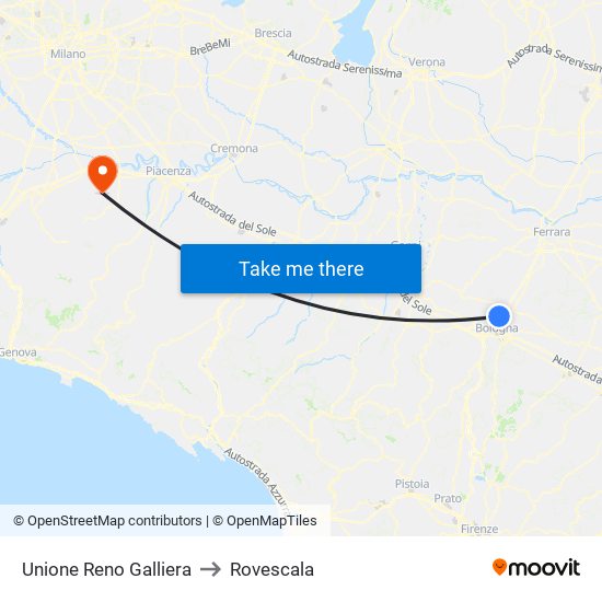 Unione Reno Galliera to Rovescala map