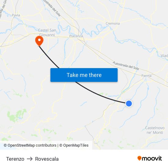 Terenzo to Rovescala map