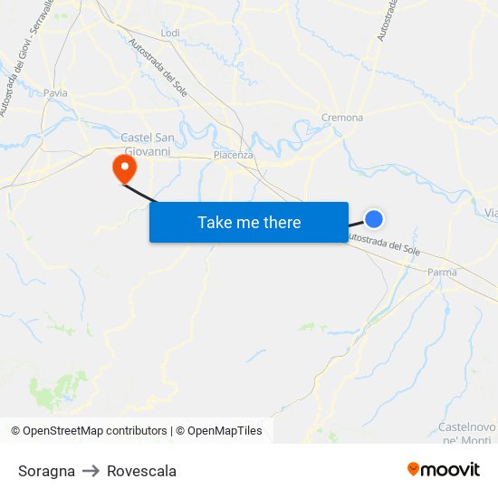 Soragna to Rovescala map