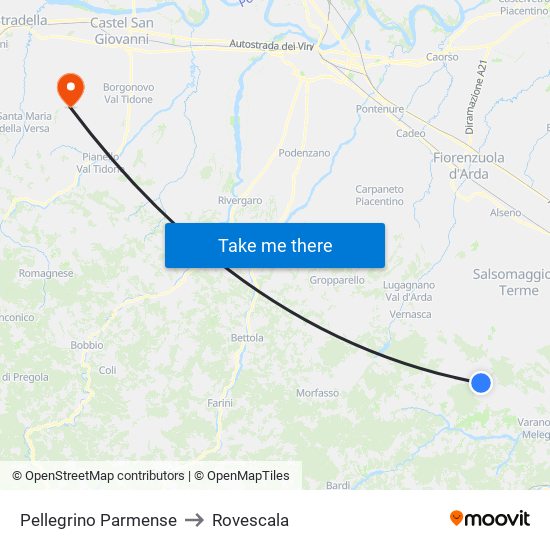 Pellegrino Parmense to Rovescala map