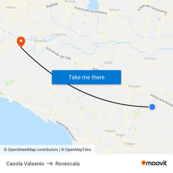 Casola Valsenio to Rovescala map