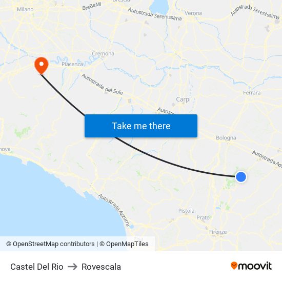 Castel Del Rio to Rovescala map