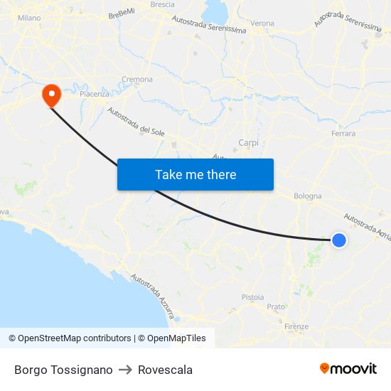 Borgo Tossignano to Rovescala map