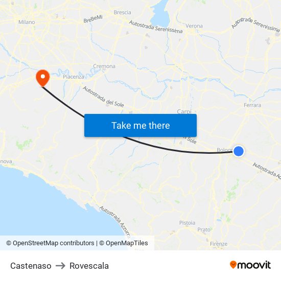 Castenaso to Rovescala map