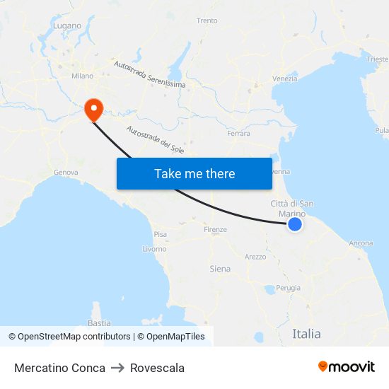 Mercatino Conca to Rovescala map