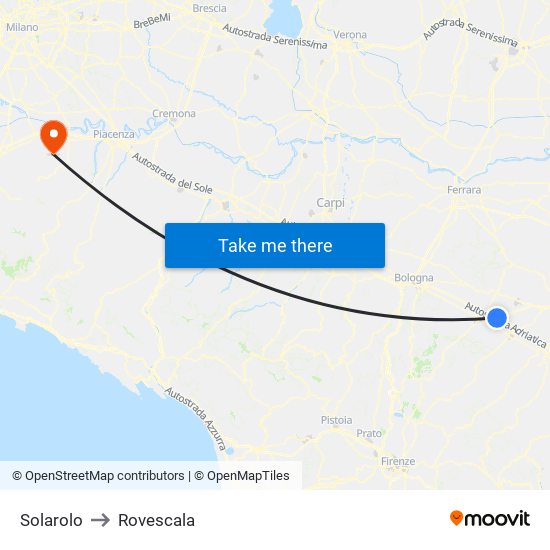 Solarolo to Rovescala map