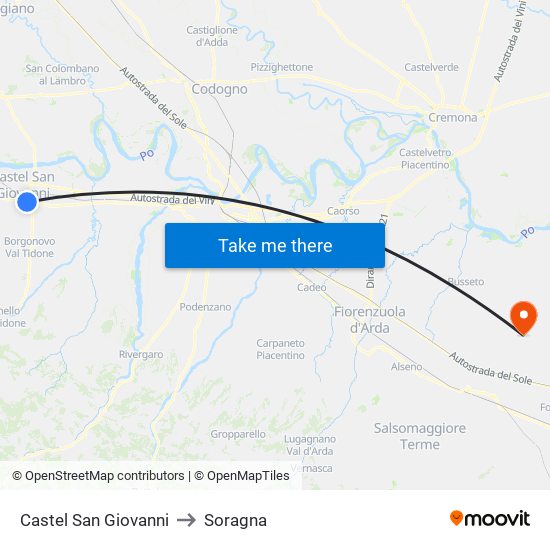 Castel San Giovanni to Soragna map