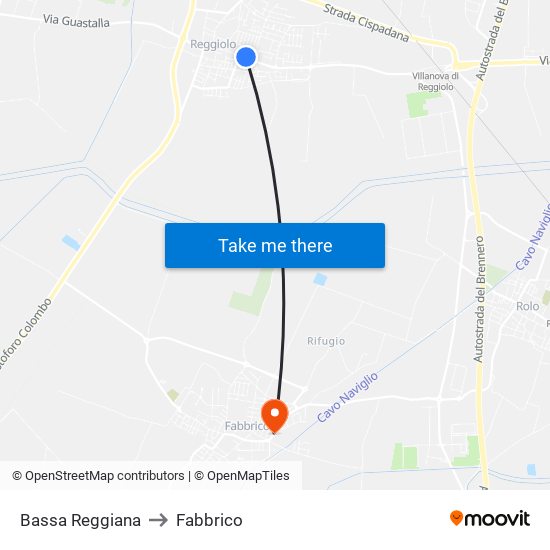 Bassa Reggiana to Fabbrico map