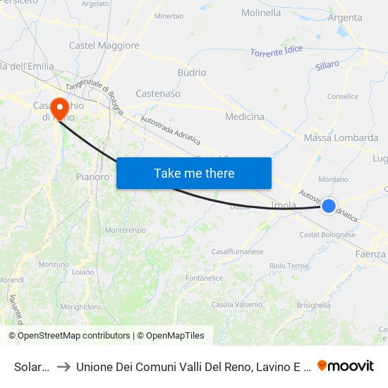 Solarolo to Unione Dei Comuni Valli Del Reno, Lavino E Samoggia map