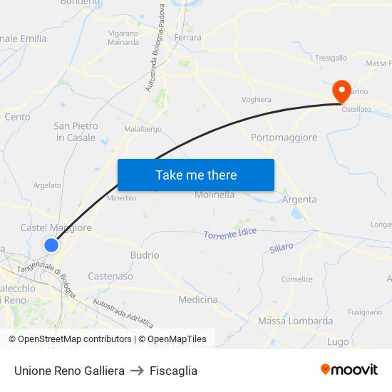 Unione Reno Galliera to Fiscaglia map