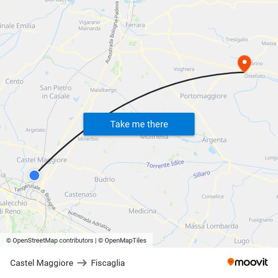 Castel Maggiore to Fiscaglia map