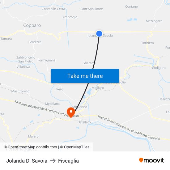 Jolanda Di Savoia to Fiscaglia map