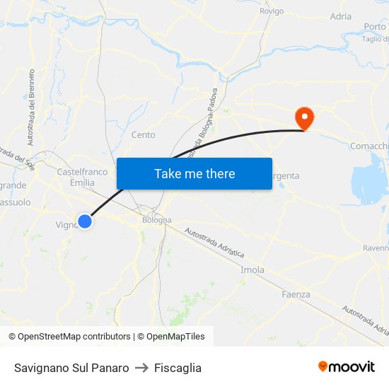 Savignano Sul Panaro to Fiscaglia map