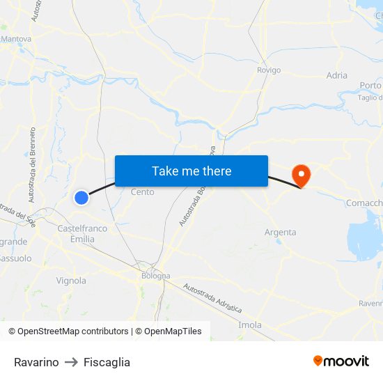 Ravarino to Fiscaglia map