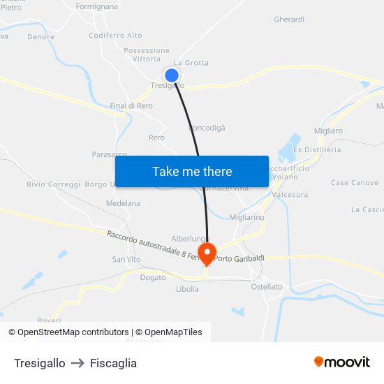 Tresigallo to Fiscaglia map