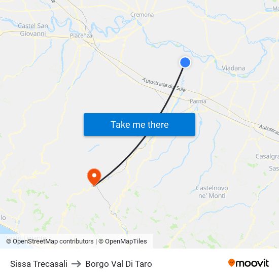 Sissa Trecasali to Borgo Val Di Taro map