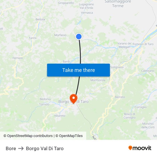 Bore to Borgo Val Di Taro map