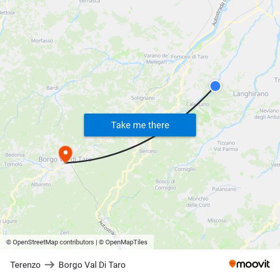 Terenzo to Borgo Val Di Taro map