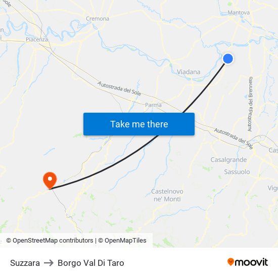 Suzzara to Borgo Val Di Taro map