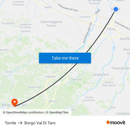 Torrile to Borgo Val Di Taro map