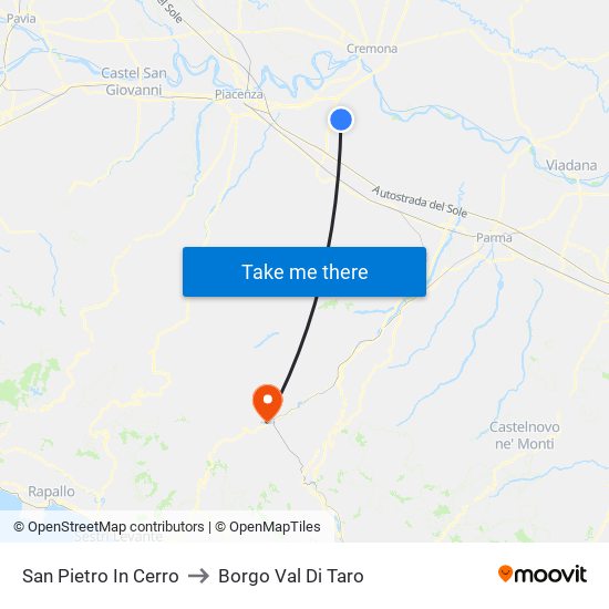 San Pietro In Cerro to Borgo Val Di Taro map