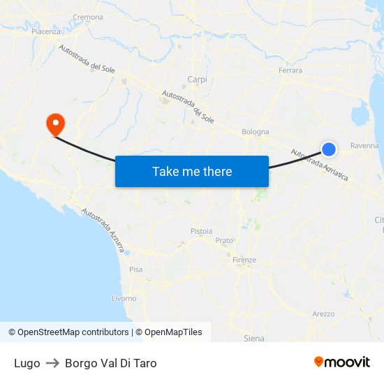 Lugo to Borgo Val Di Taro map