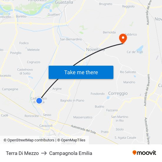 Terra Di Mezzo to Campagnola Emilia map
