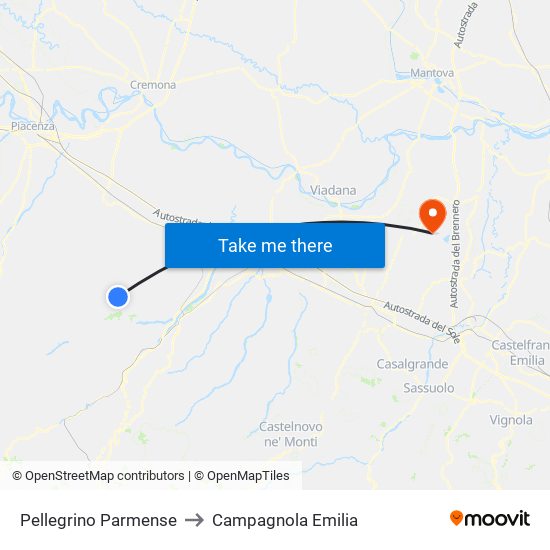 Pellegrino Parmense to Campagnola Emilia map