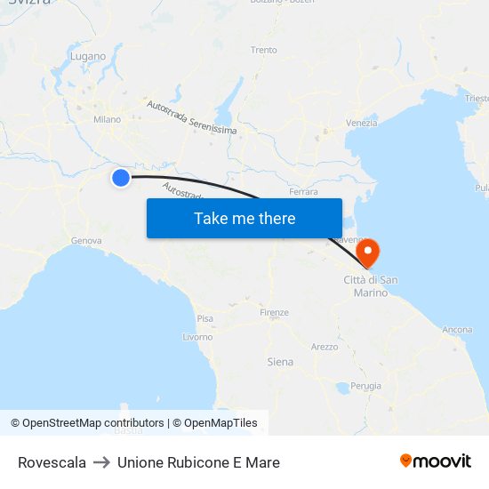 Rovescala to Unione Rubicone E Mare map