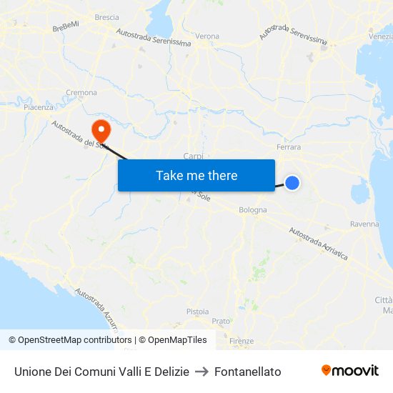 Unione Dei Comuni Valli E Delizie to Fontanellato map
