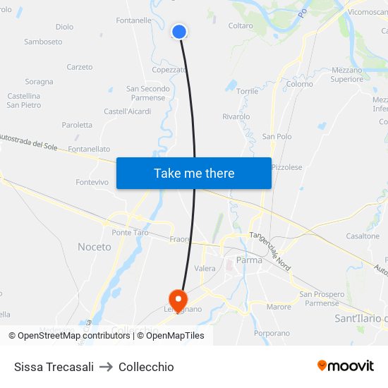 Sissa Trecasali to Collecchio map