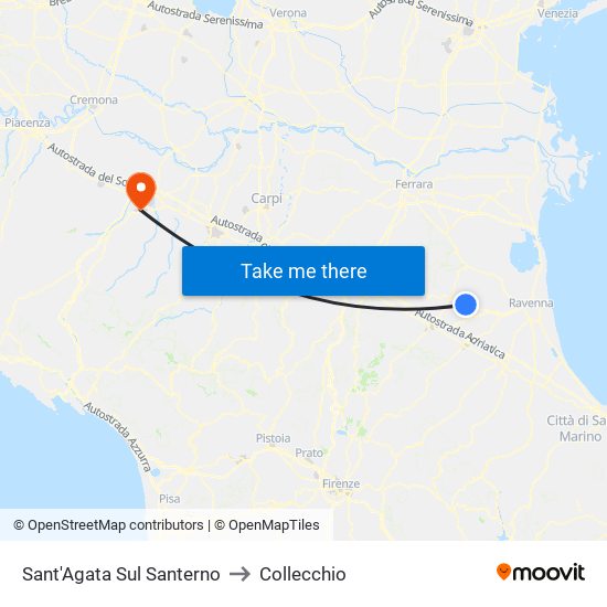 Sant'Agata Sul Santerno to Collecchio map