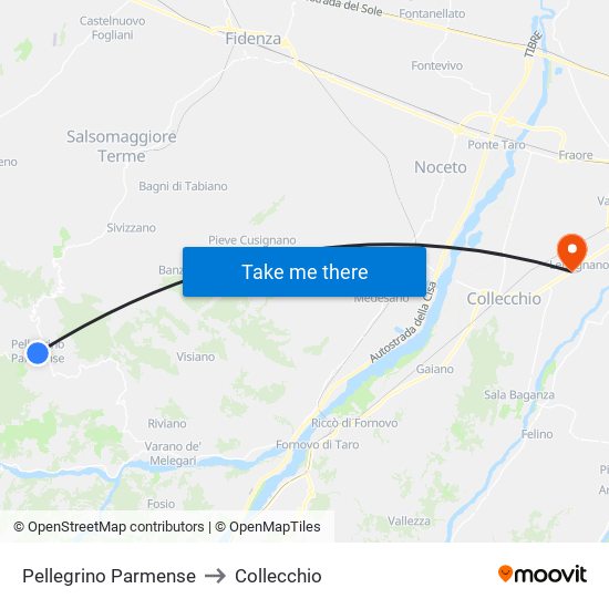 Pellegrino Parmense to Collecchio map
