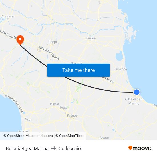 Bellaria-Igea Marina to Collecchio map