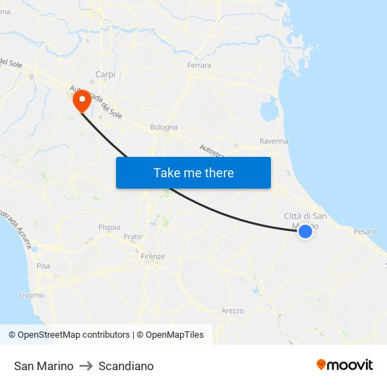 San Marino to Scandiano map