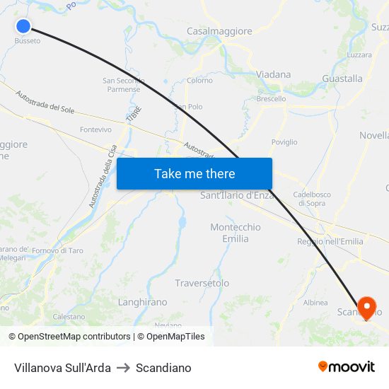 Villanova Sull'Arda to Scandiano map