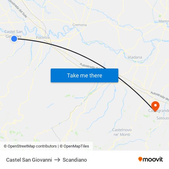 Castel San Giovanni to Scandiano map