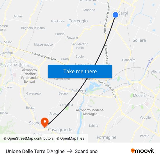 Unione Delle Terre D'Argine to Scandiano map