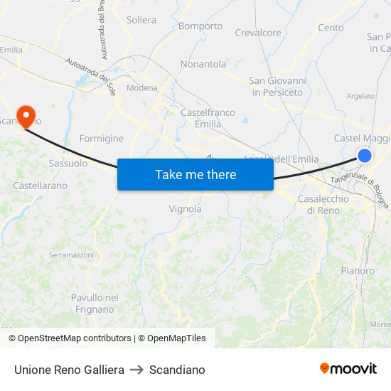 Unione Reno Galliera to Scandiano map