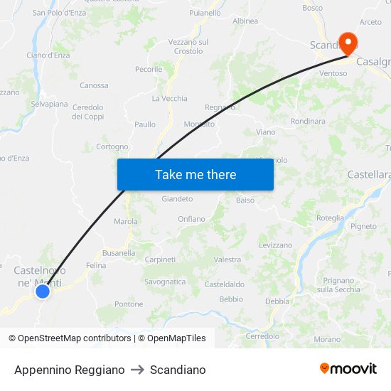 Appennino Reggiano to Scandiano map