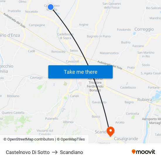 Castelnovo Di Sotto to Scandiano map