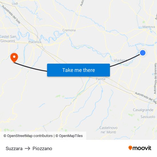 Suzzara to Piozzano map