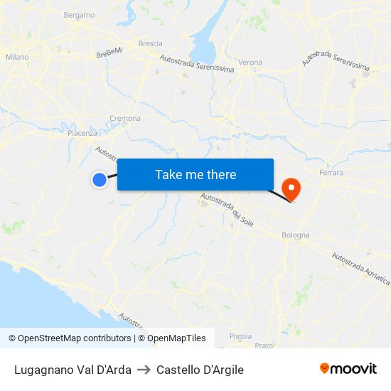 Lugagnano Val D'Arda to Castello D'Argile map